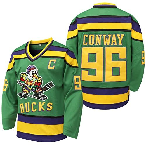 Mighty Ducks Jersey Movie Ice Hockey Jersey S-XXXL Charlie Conway #96 Adam Banks #99, 90S Hip Hop Clothing for Party(96-Large)