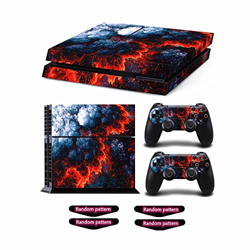 Decal Skin for Ps4, Whole Body Vinyl Sticker Cover for Playstation 4 Console and Controller (Include 4pcs Light Bar Stickers) (PS4, Magma)