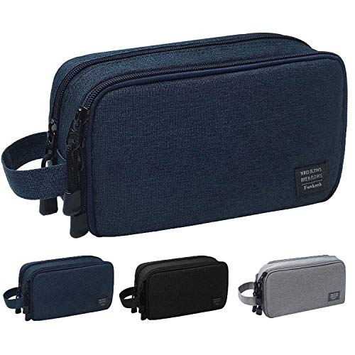 FUNKESH Mens Toiletry Bag Waterproof Organizer Bag Travel Shaving Dopp Kit Perfect Travel Accessory Gift (Dark Blue)