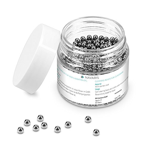 Navaris 1000 Pcs Decanter Cleaning Beads - Stainless Steel Reusable Cleaning Balls for Wine Bottles, Glass Decanters, Carafes, Narrow Spouted Vases
