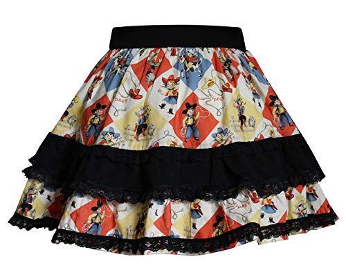 Retro 50's Rockabilly Swing Vintage Print Lolita Mini Skirt (Little Cowboys, S/M)