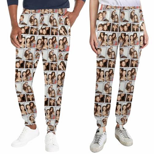 Custom Sweatpants with Face Picture Personalized Novelty Jogger Pants Funny Trousers Gift for Men Women Couple (XS-5XL)