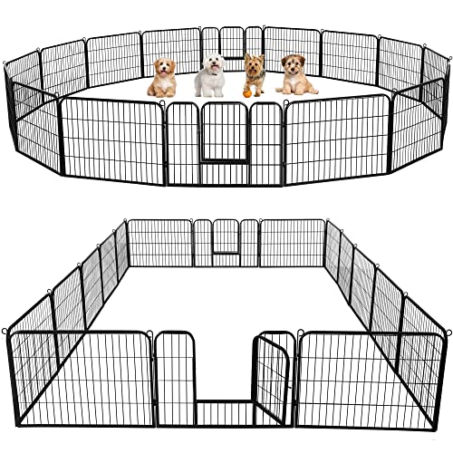 Yaheetech Outdoor Dog Playpen - 16 Panel Fence for Large, Medium and Small Dogs - Heavy Duty Exercise Pen for Puppies and Small Animals - Portable for RV Camping and Yard