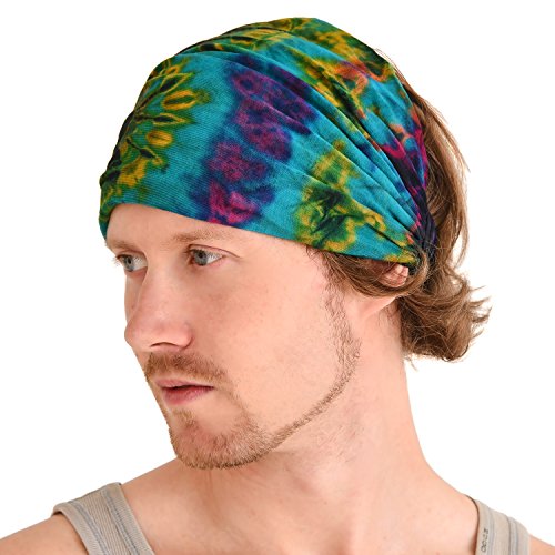 Casualbox Tie-Dye Headband Bandana Boho Hippie Retro Flower psychedelic 60's A,Free Size