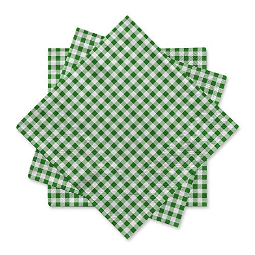 Gatherfun Disposable Napkins Paper, Green Plaid for Saint Patrick's Day Party (3-Ply, pack of 50)