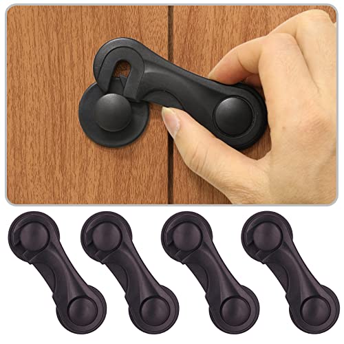 Cabinet Locks for Babies and Child Safety, 4 Pack Childproof Latches with Adhesive for Drawer Cupboards Closet and Pantry Door, Baby Proofing Fridge Lock for Protecting Kids Toddlers and Infants