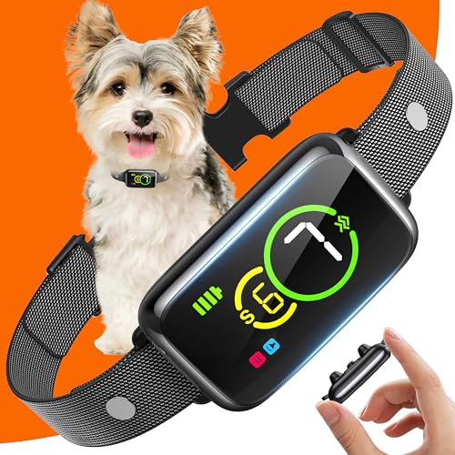 Dog Bark Collar, Smart Bark Collar for Small Medium Dogs, Automatic No Shock Anti Barking Training Collar, Rechargeable No Bark Collar with 7 Adjustable Sensitivity & Beep Vibration Modes
