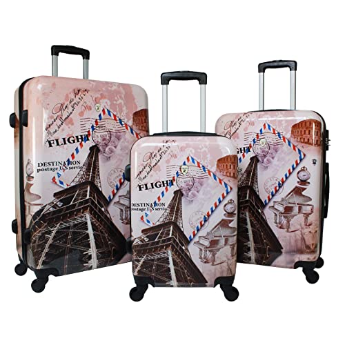 World Traveler Paris Collection 3-Piece Hardside Spinner Luggage Set, Multicolor, One Size