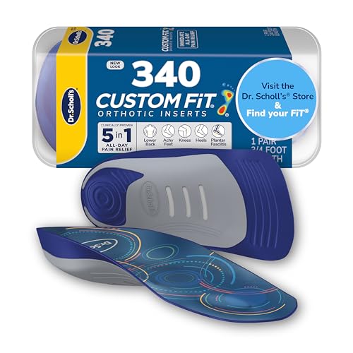 Dr. Scholl’s Custom Fit Orthotics 3/4 Length Inserts, CF 340, Customized for Your Foot & Arch, Immediate All-Day Pain Relief, Lower Back, Knee, Plantar Fascia, Heel, Insoles Fit Men & Womens Shoes