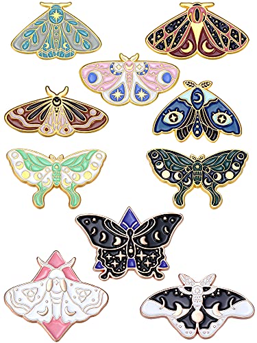 10 Pieces Cute Enamel Backpacks Pins Cool Horror Enamel Brooches Enamel Butterfly Lapel Pins for Steampunk Badge Jewelry for Women (Chic Style)