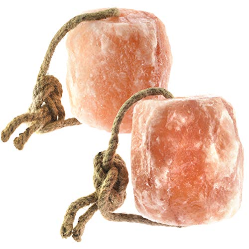 UMAID Himalayan Salt Lick 6 lbs On Rope for Horse, Deer, Goat, and Livestock Animals - Himalayan Salt Block 2 Pack