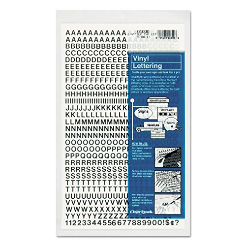 Chartpak Press-On Vinyl Letters and Numbers, Self Adhesive, Black, 0.25'h, 610/Pack