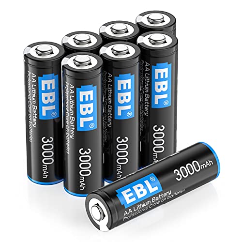 EBL 8 Pack 3000mAh 1.5V Lithium AA Batteries - High Performance Constant Volt AA Lithium Metal Non-Rechargeable Battery for High-Tech Devices (Non-Rechargeable Batteries)