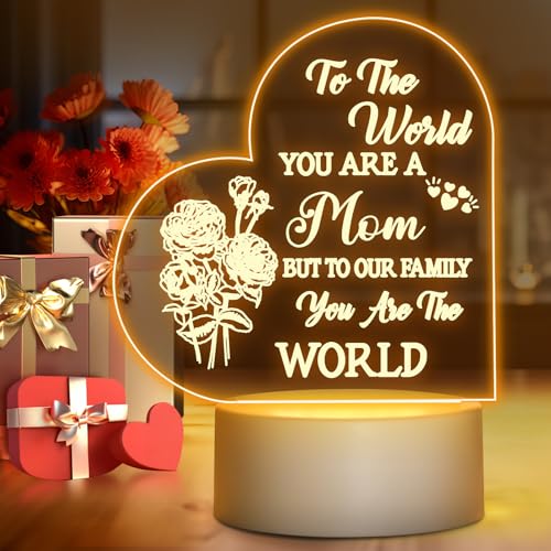 Winzwon Mom Birthday Gifts for Mother Christmas Gifts from Daughter Son Night Light Personalised Presents for New Mom,Mother in Law, Pregnant Gift Arcylic Room Decartion Mothers Day Gifts