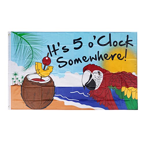 3x5 Feet Flag It's 5 O'Clock Somewhere Party Parrot Happy Hour Margarita