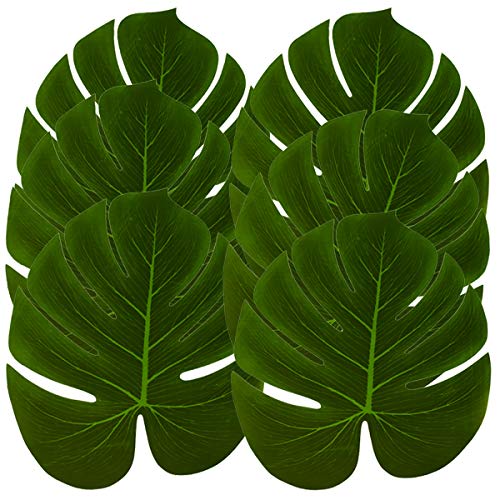 Hopeak Artificial Palm Leaves, 24 Pieces Large Palm Leaves for Hawaiian Luau Party Jungle Beach Theme Party Birthday Party Table and Wall Decorations
