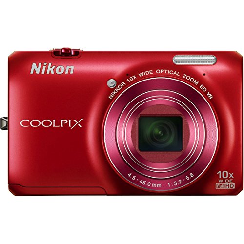 Nikon COOLPIX S6300 16 MP Digital Camera with 10x Zoom NIKKOR Glass Lens and Full HD 1080p Video (Red)