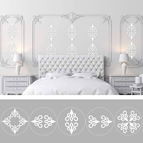 32 Pcs Acrylic Mirror Wall Stickers Home Decor Mirror Decals Silver Mirror Wall Decor for Living Room Decor Ceiling Mirrors for Bedroom Door Adhesive Art Bathroom Hollow Removable Mirror, 5 x 5 Inch