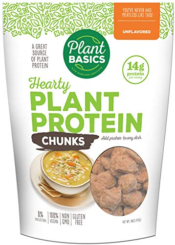 Plant Basics - Hearty Plant Protein - Unflavored Chunks, 1 lb, Non-GMO, Gluten Free, Low Fat, Low Sodium, Vegan, Meat Substitute
