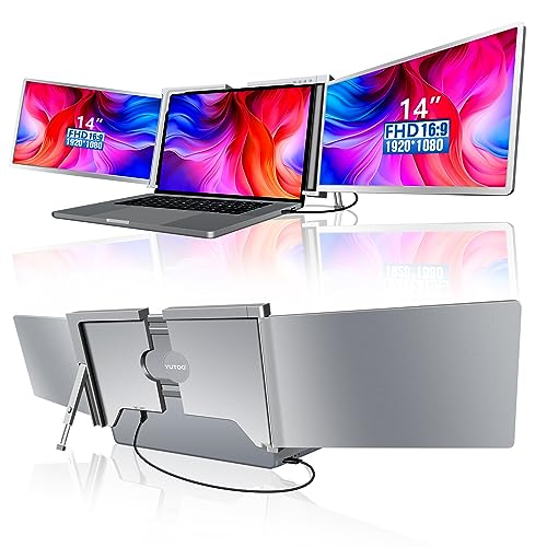 Triple Laptop Screen Extender, [M1/M2/Windows] [Only 1 Cable to Connect], Laptop Monitor Extender for Mac/Windows, 1080P | FHD IPS | Ultra-thin Bezel, Powered by Type-C/USB, for 13.3”-17.3” Laptop