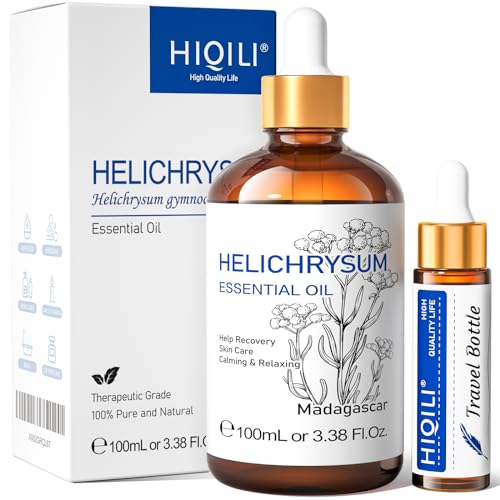 HIQILI Helichrysum Essential Oil (100ML), Pure Natural Helichrysum Oil for Diffuser, Aromatherapy, Relaxation - 3.38 Fl Oz