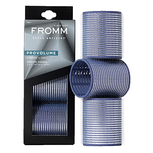 Fromm ProVolume 2' Self-Grip Ceramic Ionic Thermal Hair Rollers, 3 Count, Large Salon Quality Hair Curlers for Medium to Long Length Hair and Curtain Bangs