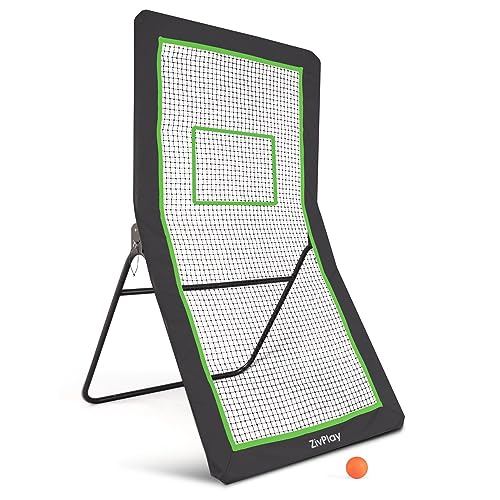 Lacrosse Rebounder Volleyball Rebounder Net 4x7ft Throwback Net with 5 Bounce Back Rebound Angles Lacrosse Ball and Neon Target for Lacrosse Lax Volleyball Baseball and Soccer Backyard Practice