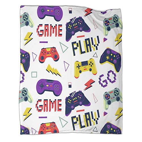 Vintage Gamepad Blanket,Colorful Boy Video Game Gaming Controller Gamer Pattern Warm Blanket,Comfortable Blanket 50x60inch(127x152cm) Lightweight Soft Cozy