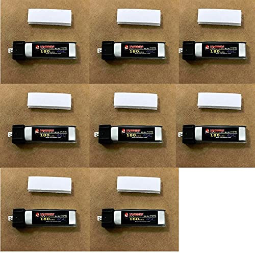 8 Packs NZHOBBIES 1S 3.7V 180Mah 45C Lipo Battery Fits All: Blade Nano QX, Nano QX FPV, Tiny Whoop,UMX Radian, Blade Inductrix, Champ, UMX T-28,Night Vapor, Sport Cub S, mcx2, msr, Parkzone