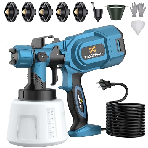 Paint Sprayer, 700W HVLP Paint Gun, with 5 Copper Nozzles and 3 Patterns Spray Gun, 1400ml High Capacity Electric Painting Tool Kits, 9.84ft Long Cable, Easy to Clean for Wood, Wall, Furniture, Fence