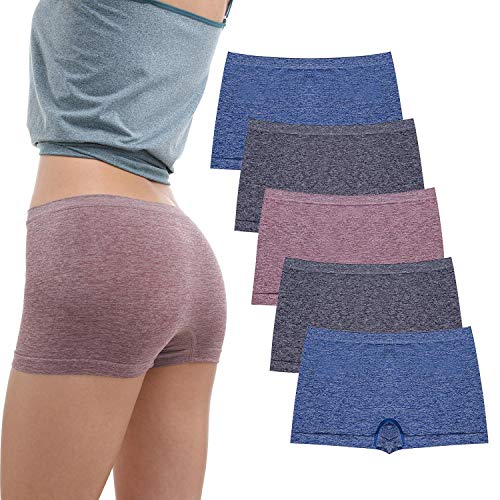 LALESTE Womens Seamless Underwear Boyshort Ladies Panties Spandex Panty Workout Boxer briefs 5-Pack