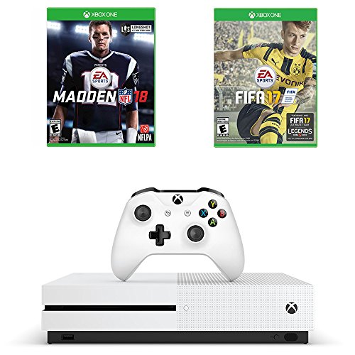 Microsoft Xbox One S Sports Game Bundle : Microsoft Xbox One S 500 GB - Robot White, Madden NFL 18 and FIFA 17