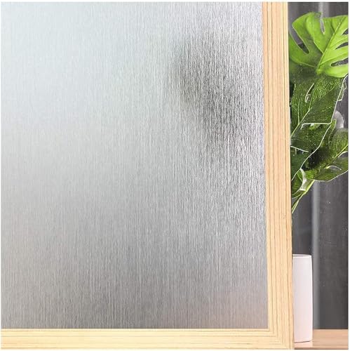 Coavas Window Privacy Film Frosted Glass Opaque Non-Adhesive Privacy Window Static Cling Anti-UV Decorative Window Covering for Bathroom Home Office (17.5' x 78.7', Silver Silk)