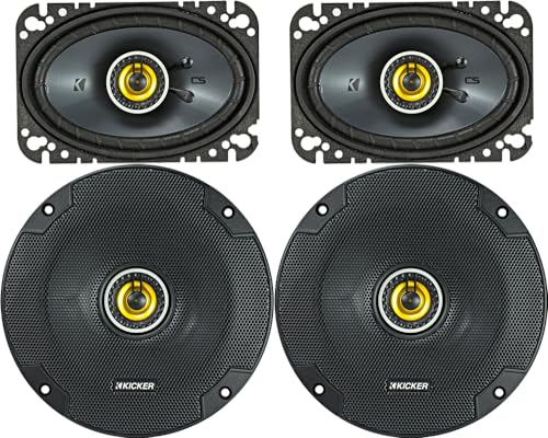 KICKER (2) 46CSC654 6.5' 300w Car Audio Speakers+(2) 46CSC464 4x6 300w Speakers