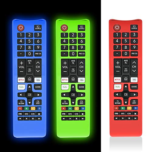 [3 Pcs] Protective Cover for Samsung TV Remote, Silicone Protective Case Compatible with Samsung Smart TV Remote BN59-01301A Bn59-01315A Bn59-01199F [Light Weight/Anti Slip/Shock Proof/Glowing]