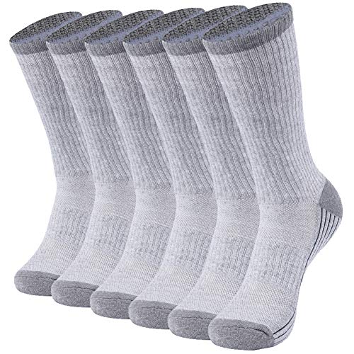 Sunew Women Wicking Bamboo Socks, 6 Pack Athletic Indoor Sport Running Workout Crew Cushioned Thin Wicking Moisture Hiking Cycling Work Bamboo Fiber Socks Grey S