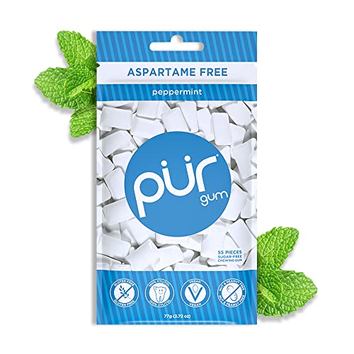 PUR Gum | Aspartame Free Chewing Gum | 100% Xylitol | Natural Peppermint Flavored Gum, 55 Pieces (Pack of 1)