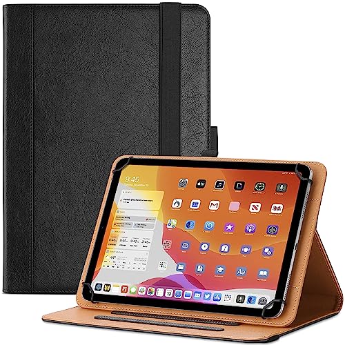 ProCase 9-10.9 inch Universal Tablet Case, PU Leather Stand Folio Universal Protective Cover for 9' 10' 10.1' 10.5' Tablet, with Elastic Adjustable Band and Pencil Holder -Black