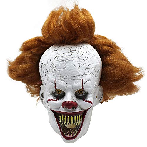 Binggle Halloween Mask IT Pennywise for Adults Clown Scary Costume Cosplay Party (mouth-openning)