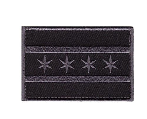 Chicago Subdued Gray Flag Patch 3.5 inch (Hook Fastener -CH01)