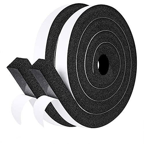 fowong Air Conditioner Window Seal 1 Inch X 1 Inch, Thick AC Weather Stripping High Resilience Foam Sealing Tape Adhesive AC Window Seal Kit 6.5ft Long (6.5ft x 2 Rolls, Black)