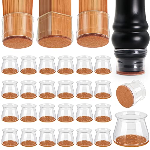 Ansible 24 pcs Chair Leg Floor Protectors, Furniture Felt Pads Silicone Covers caps for Chairs,Chair Leg Protectors for Hardwood Floors (Large fit:1.3''-2''), Clear