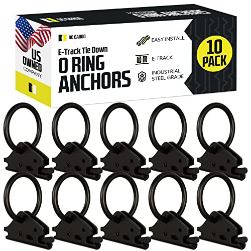 DC Cargo Heavy-Duty Steel E Track O Ring (Pack of 10) E Track Accessories E Track Rings Anchors for E Track Rail Tie-Down System to Secure Cargo in Enclosed/Flatbed Trailers, Trucks