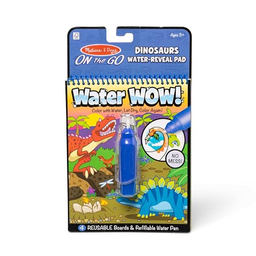 Melissa & Doug On The Go Water Wow! Reusable Water-Reveal Activity Pad – Dinsoaur Books, Stocking Stuffers, Arts And Crafts Toys For Kids Ages 3+