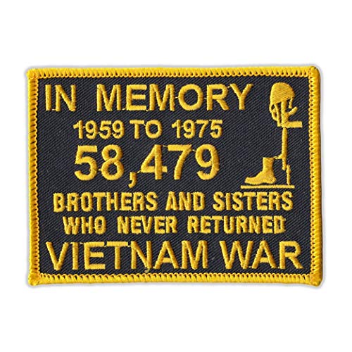 Patch (Sew On) - Vietnam Memorial Patch (Black/Yellow) - 4' x 3' Embroidered Patch