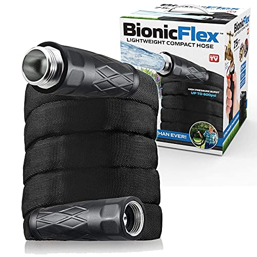 Bionic Flex Garden Hose 75Ft, Lightweight Water Hose 75 Ft, Ultra Durable Leak & Puncture Resistant, Flexible Kink Free Easy Coil, Easy Connect Nozzle, Crush Resistant Fittings, 600 PSI AS SEEN ON TV