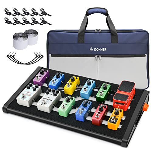 Donner Guitar Effects Pedal Board, DB-S300 Extra Large Power Supply Pedalboard Set with Convertible Bag Backpack, 60' Adhesive Backed Hook-and-Loop and Power Supply Mounting Device,22.04' x 12.76'