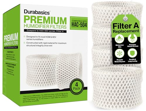 Durabasics 4 Pack of Premium Humidifier Filters Compatible with Honeywell Humidifier Filter HAC-504, HAC-504AW & Honeywell Filter A | Replacement for Honeywell Filter HCM 350 & Cool Mist Humidifiers