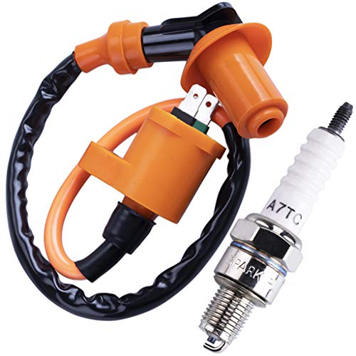 CNCMOTOK High Performance Racing Ignition Coil Electrode Spark Plug for Chinese 50cc 125cc 150cc Gy6 Moped Scooter ATV Go Kart