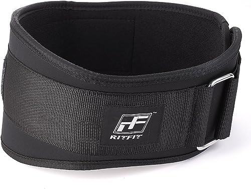 RitFit Weight Lifting Belt - Great for Squats, Lunges, Deadlift, Thrusters - Men and Women - 6 Inch Black - Firm & Comfortable Lumbar Support with Back Injury Protection